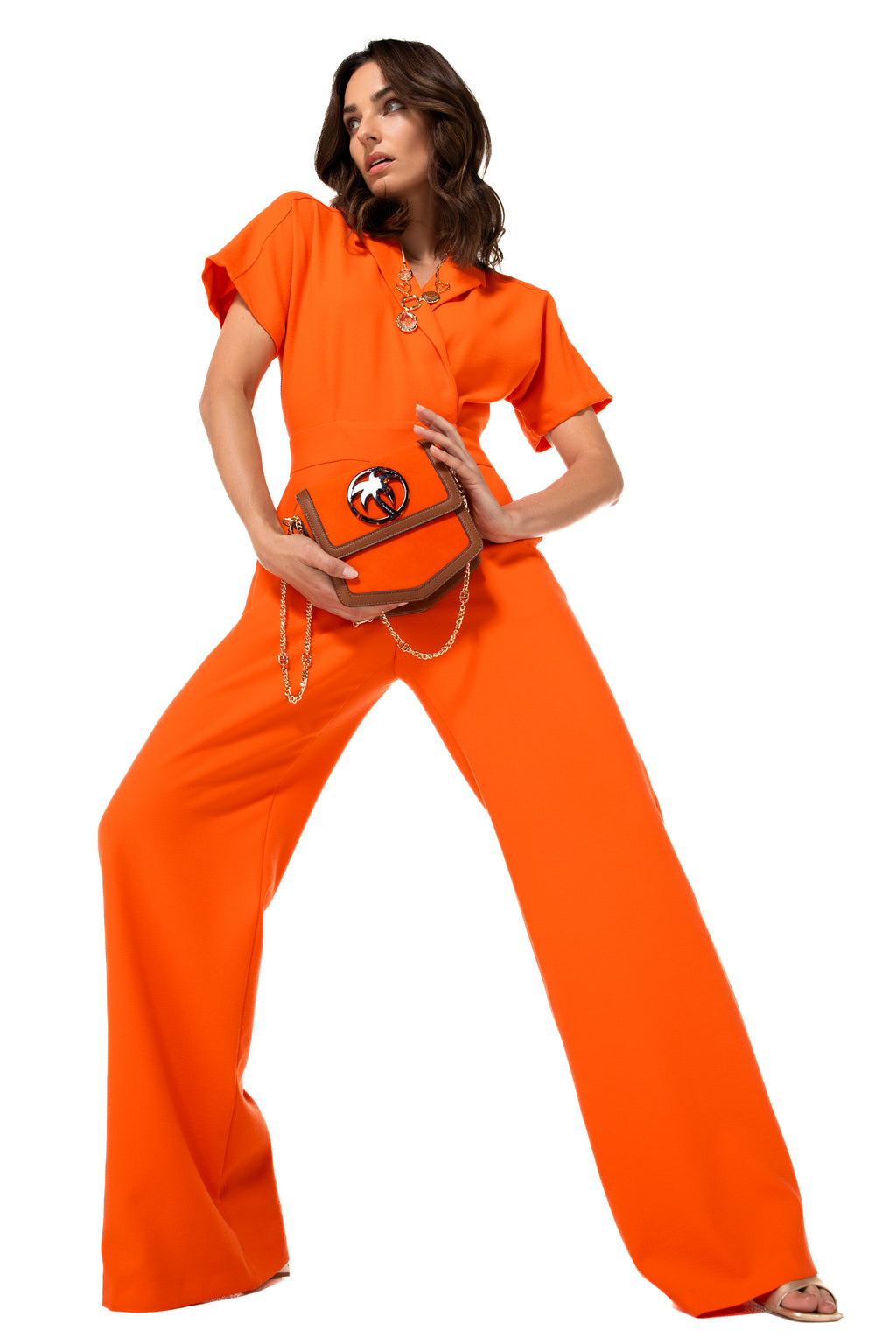 Jumpsuits korte mouw oranje Caroline Biss