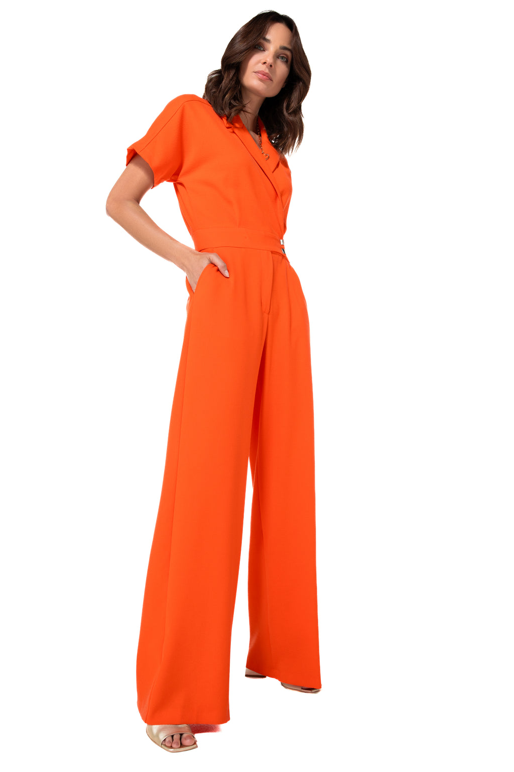 Jumpsuits korte mouw oranje Caroline Biss