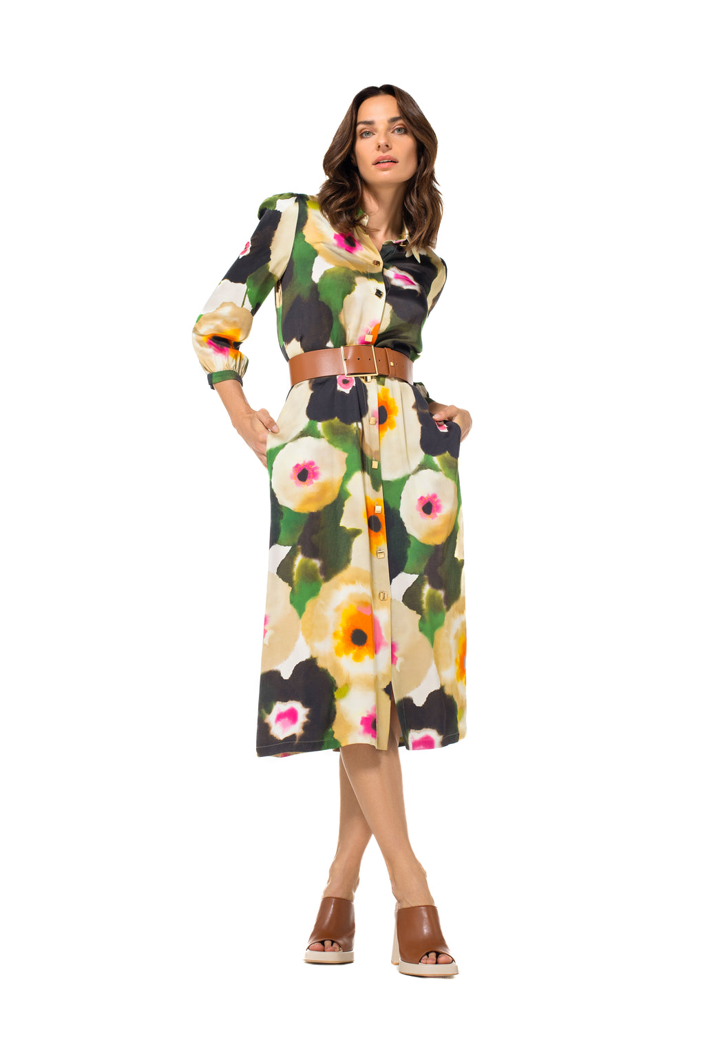 Jurken lange mouw multicolor Caroline Biss