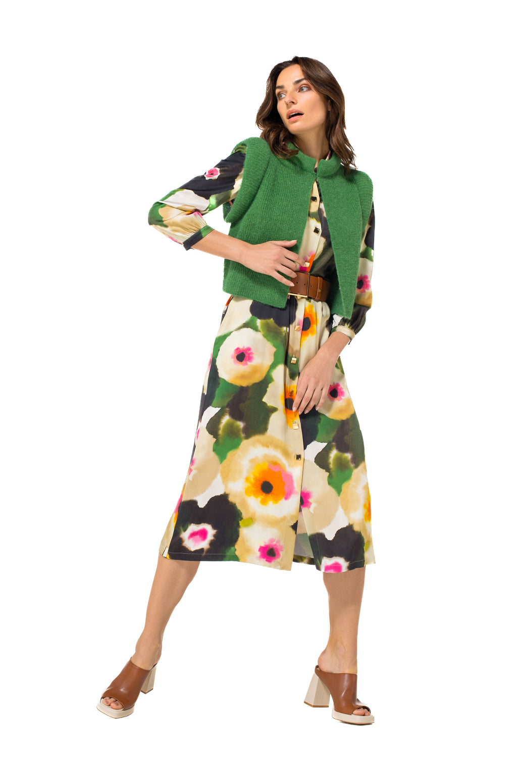 Jurken lange mouw multicolor Caroline Biss