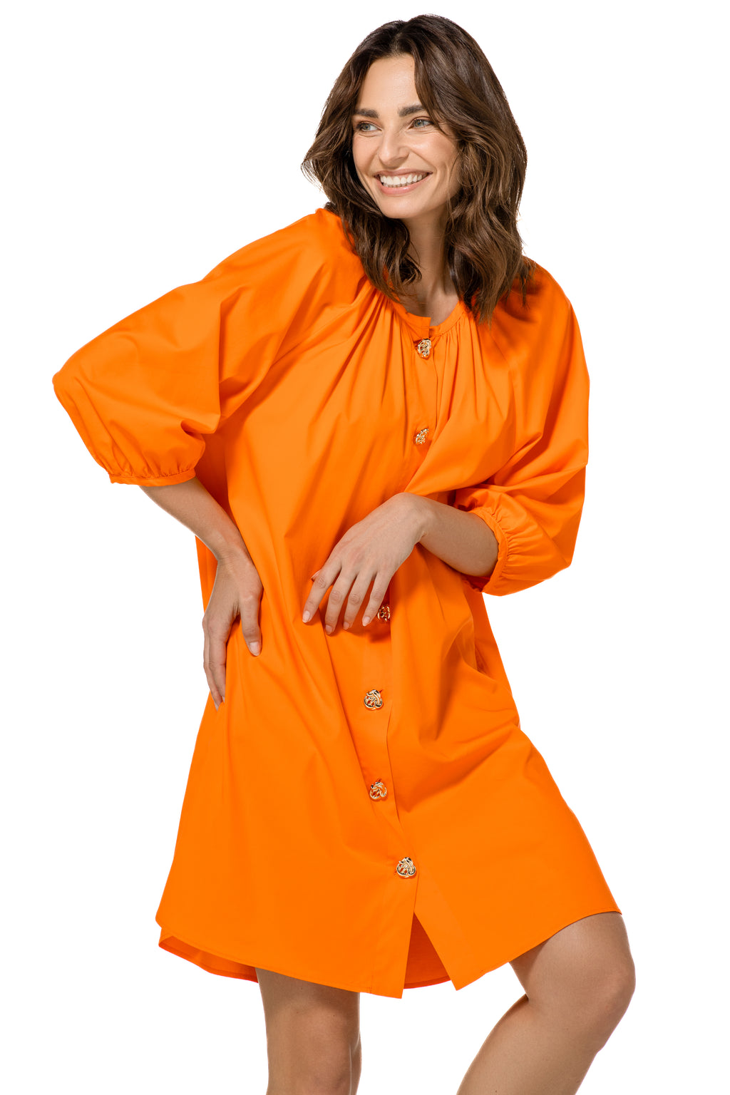 Jurken lange mouw oranje Caroline Biss
