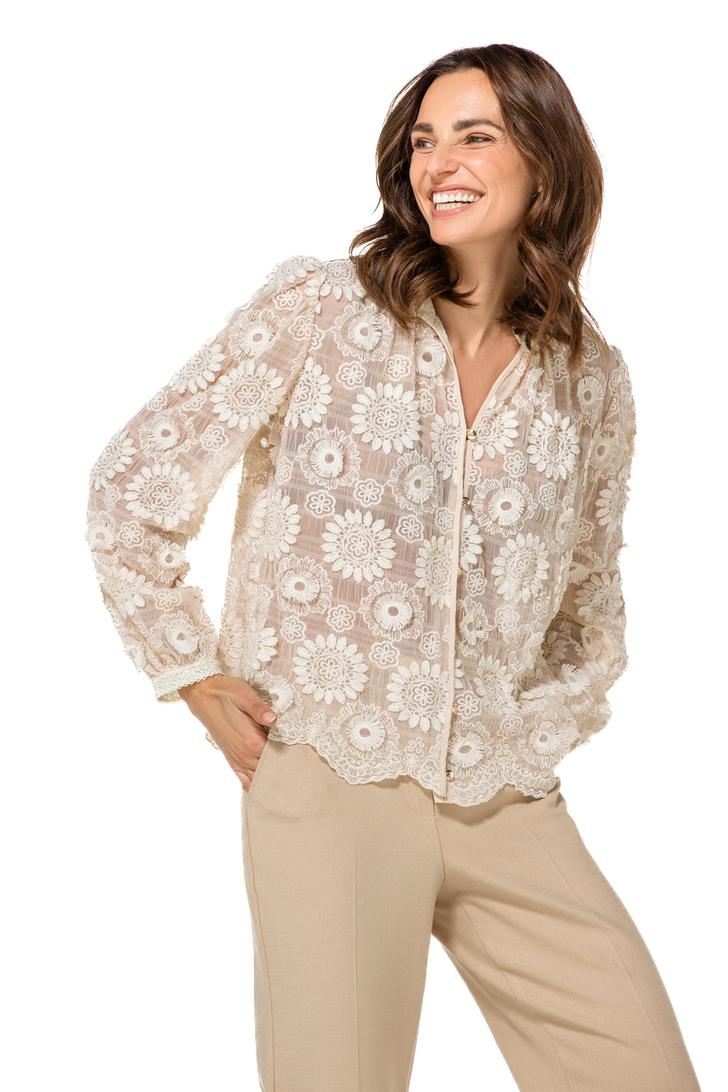 Blouses lange mouw beige Caroline Biss