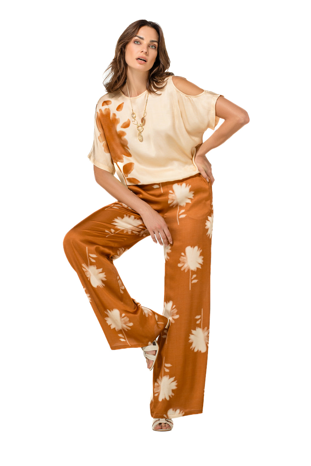 Blouses korte mouw beige Caroline Biss