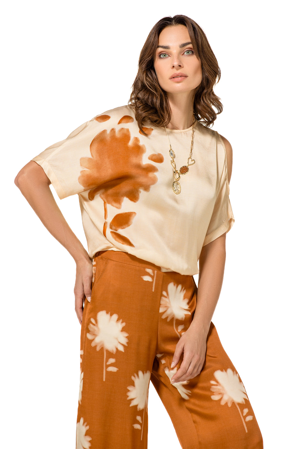 Blouses korte mouw beige Caroline Biss