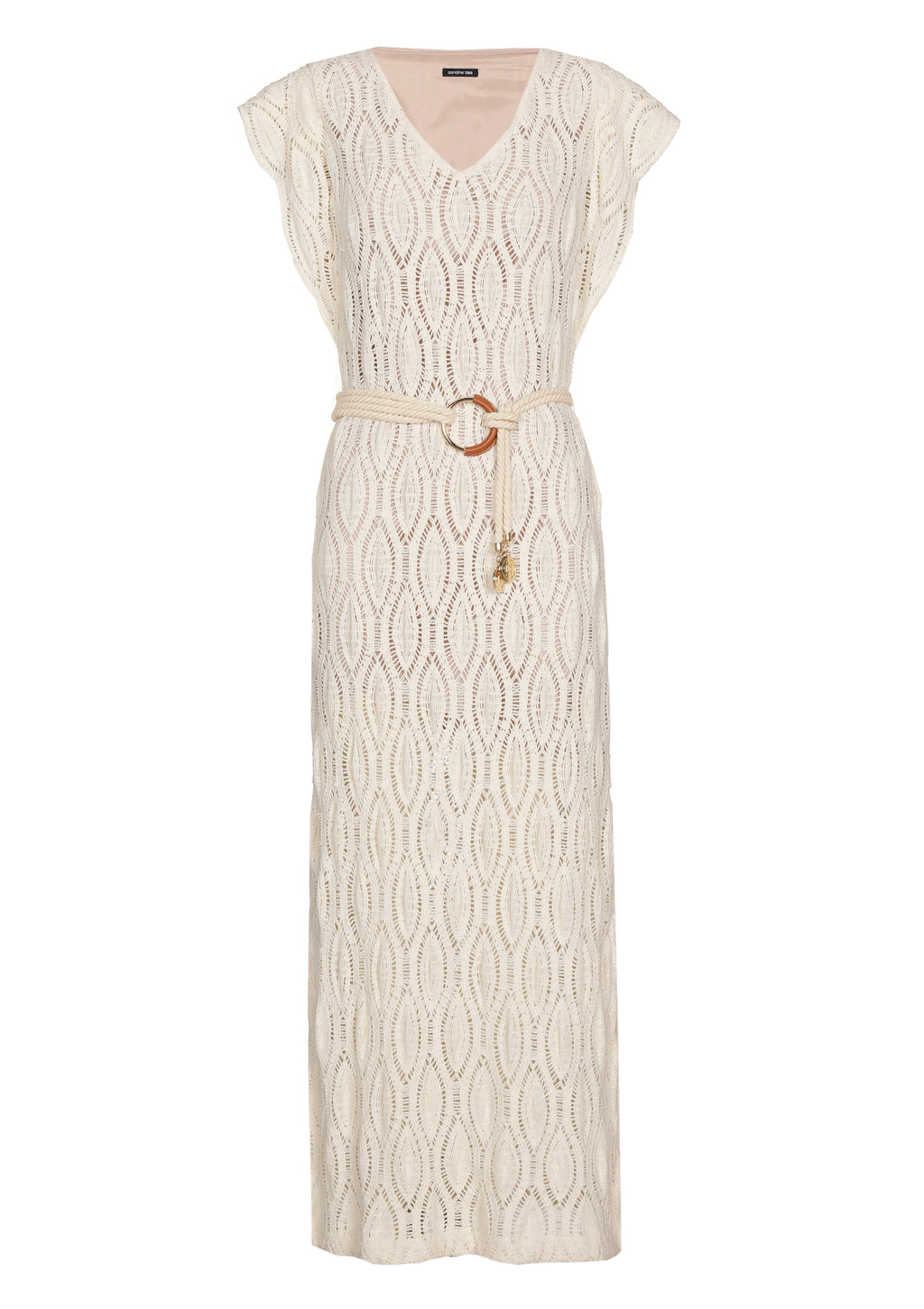 Jurken korte mouw beige Caroline Biss