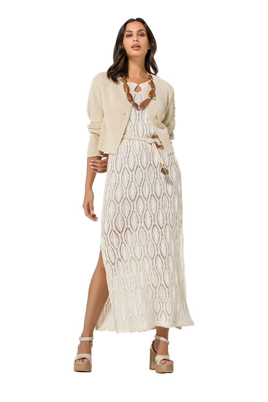 Jurken korte mouw beige Caroline Biss