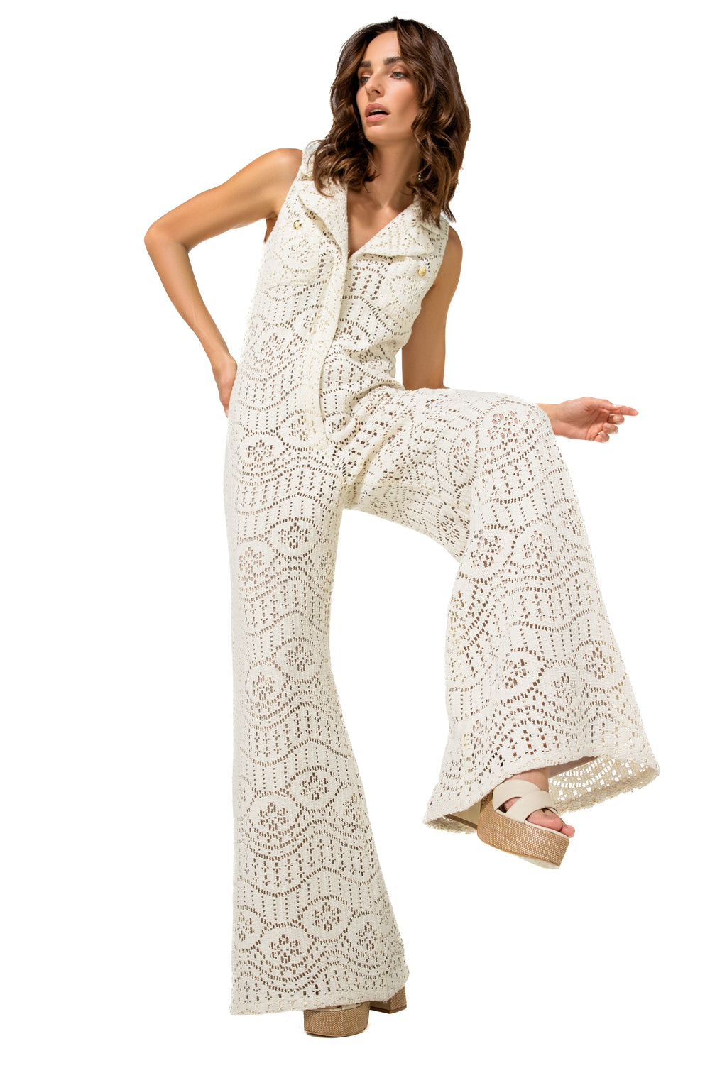 Jumpsuits zonder mouw beige Caroline Biss