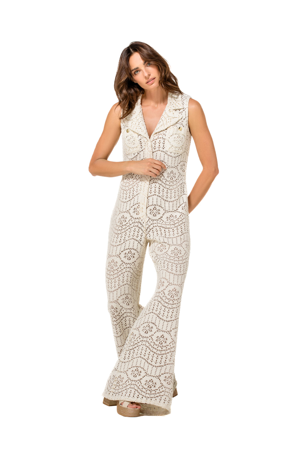 Jumpsuits zonder mouw beige Caroline Biss