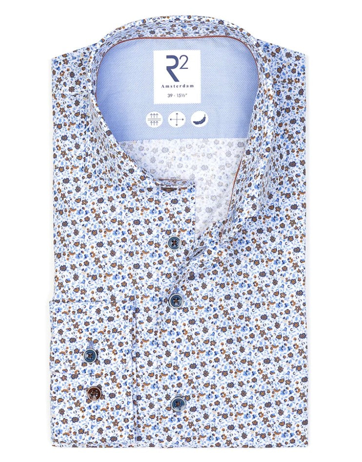 Hemden lange mouw blauw R2 Amsterdam