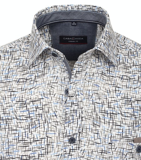 Hemden korte mouw blauw Casa Moda