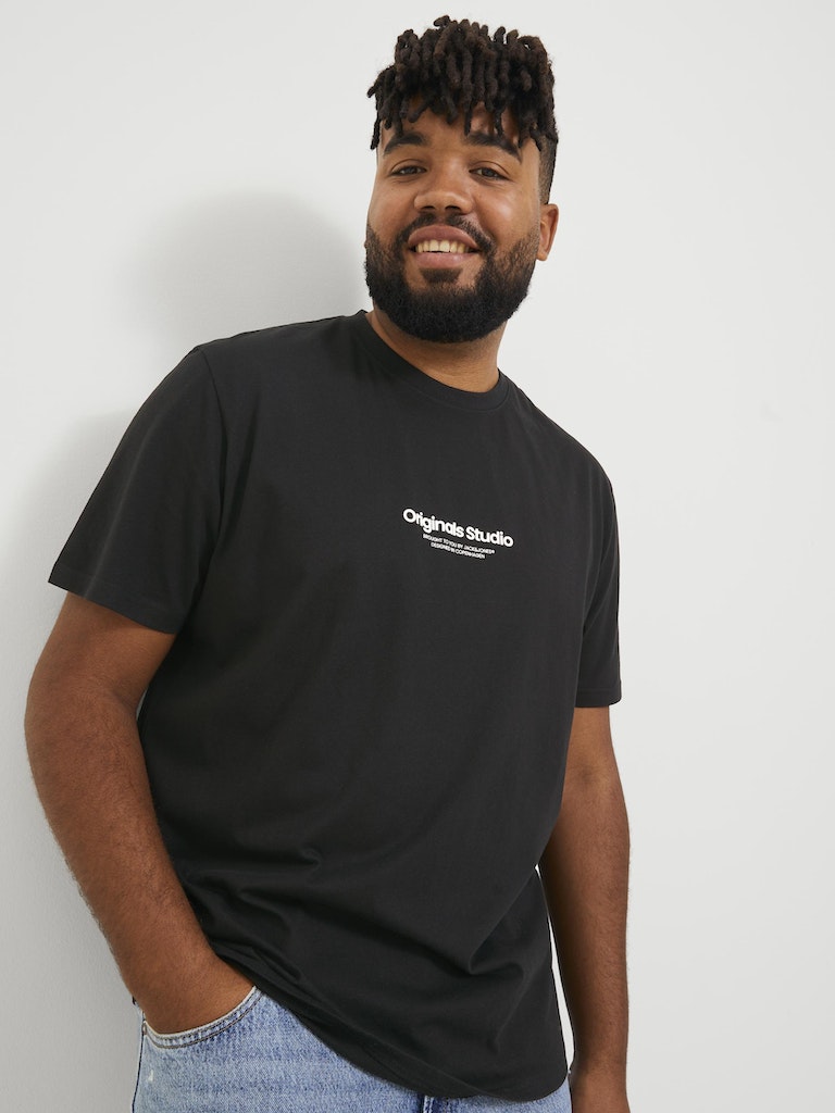 T-shirts korte mouw zwart JACK & JONES PLUS