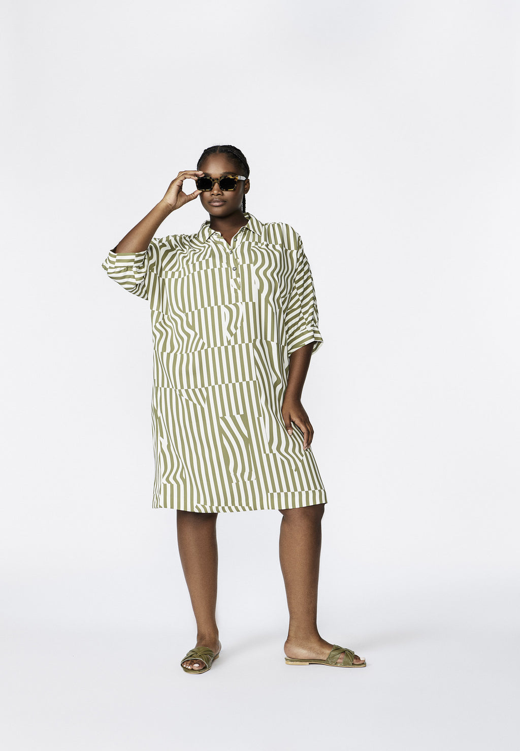 Jurken lange mouw groen Xandres