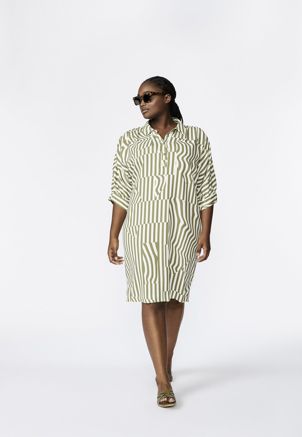 Jurken lange mouw groen Xandres