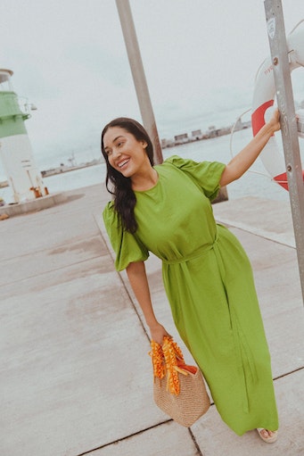 Jurken korte mouw groen EVOKED VILA